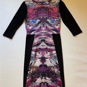 Topshop Purple and Pink Dress Crew Neck